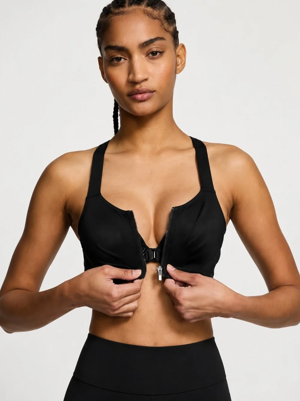 Victoria’s Secret VSX Black Front Zip High Impact Underwire Sports Bra 38D/DD